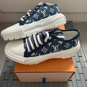 LV Denim Monogram Squad Sneakers Marine